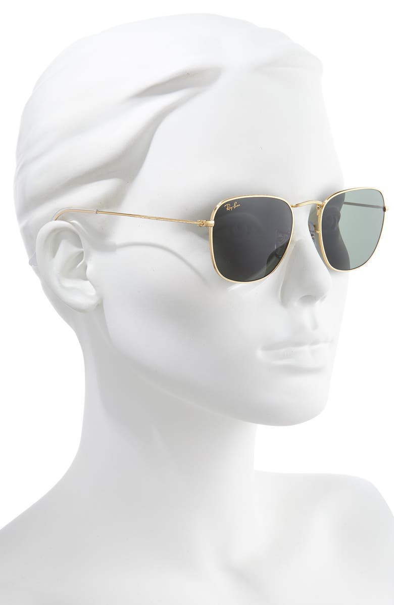 Ray-Ban 51mm Square Sunglasses, Alternate, color, Gold/ Green Solid