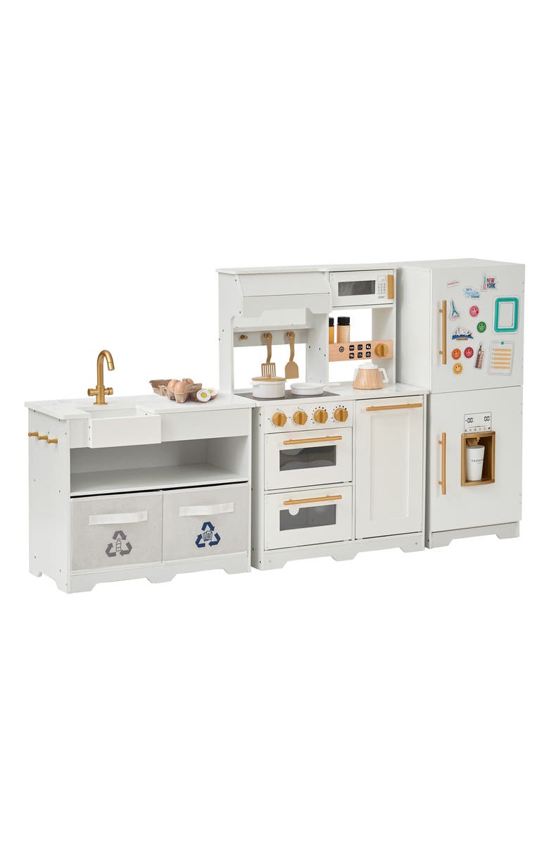 Teamson Kids Chef Atlanta Large Kitchen Playset, Alternate, color, White/ Gold