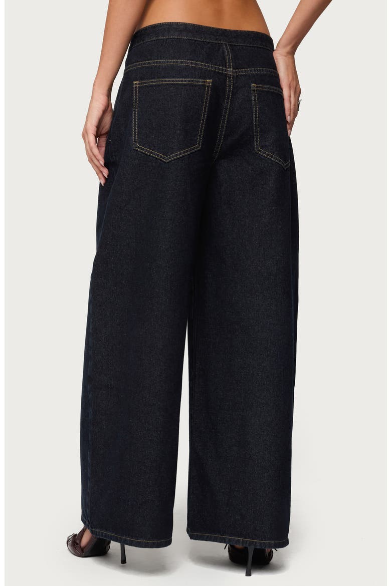Frida Button Yoke Low Rise Wide Leg Jeans, Alternate, color, DARK-BLUE