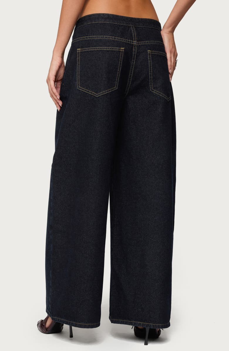 EDIKTED Frida Button Yoke Low Rise Wide Leg Jeans, Alternate, color, Dark-Blue