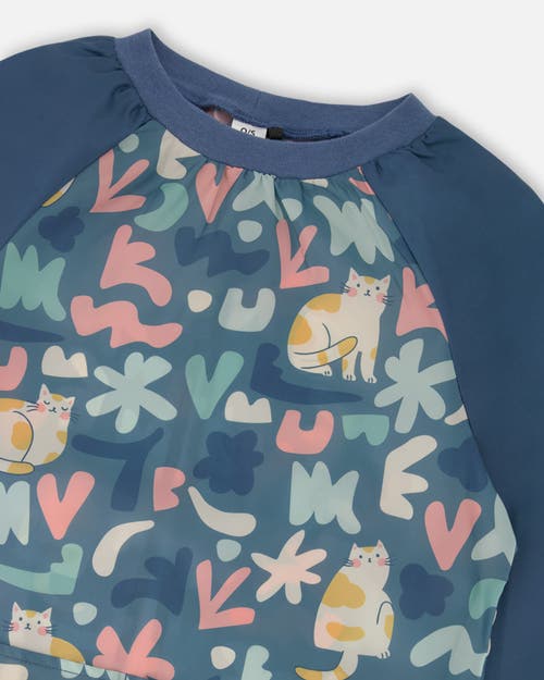 Deux Par Deux School Apron Cat In Green