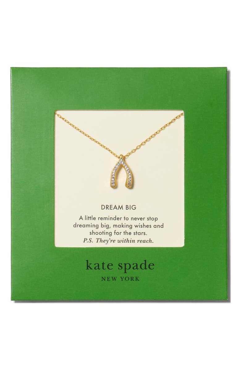 Kate Spade New York dream big pendant necklace, Alternate, color, Clear/ Gold