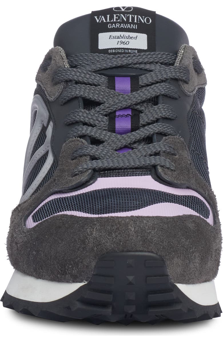 Valentino Garavani VLOGO Mixed Media Sneaker, Alternate, color, Grigio/ Graphite/ Violet