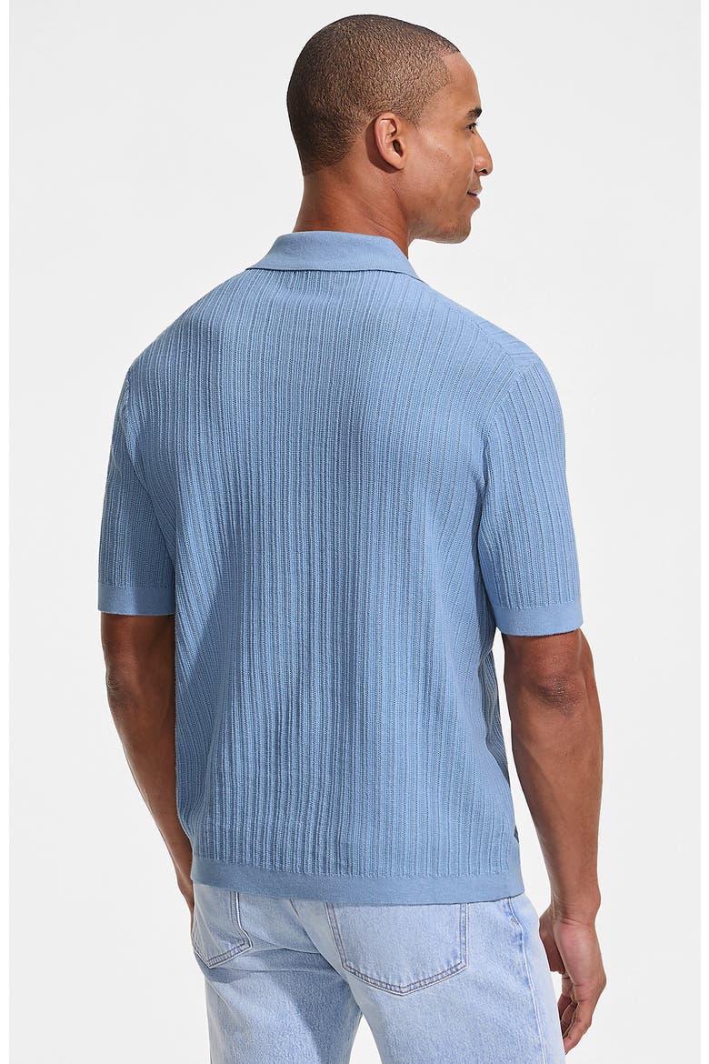 Short Sleeve Lightweight Button Through Polo, Alternate, color, Oasis Blue