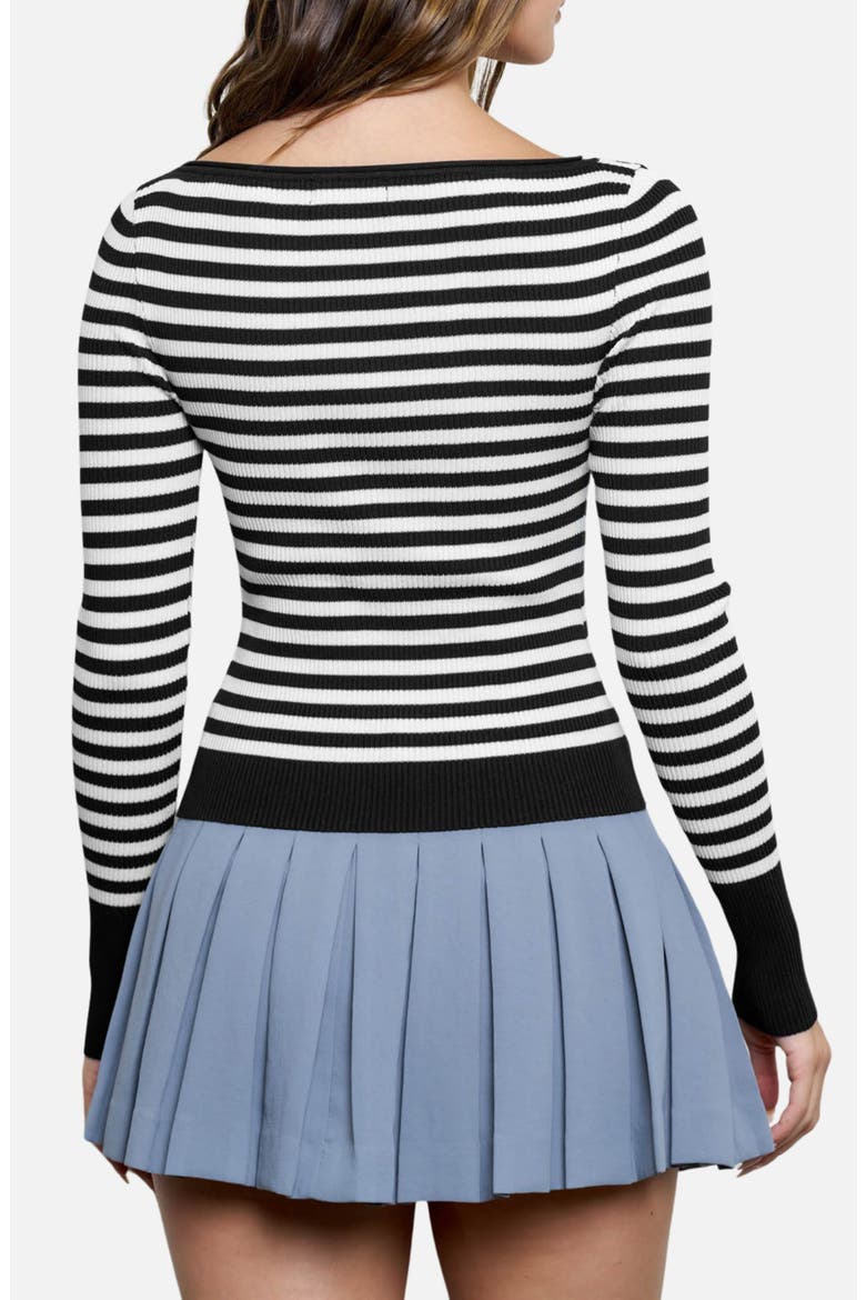 Stripe Rib Long Sleeve Sweater, Alternate, color, BLACK
