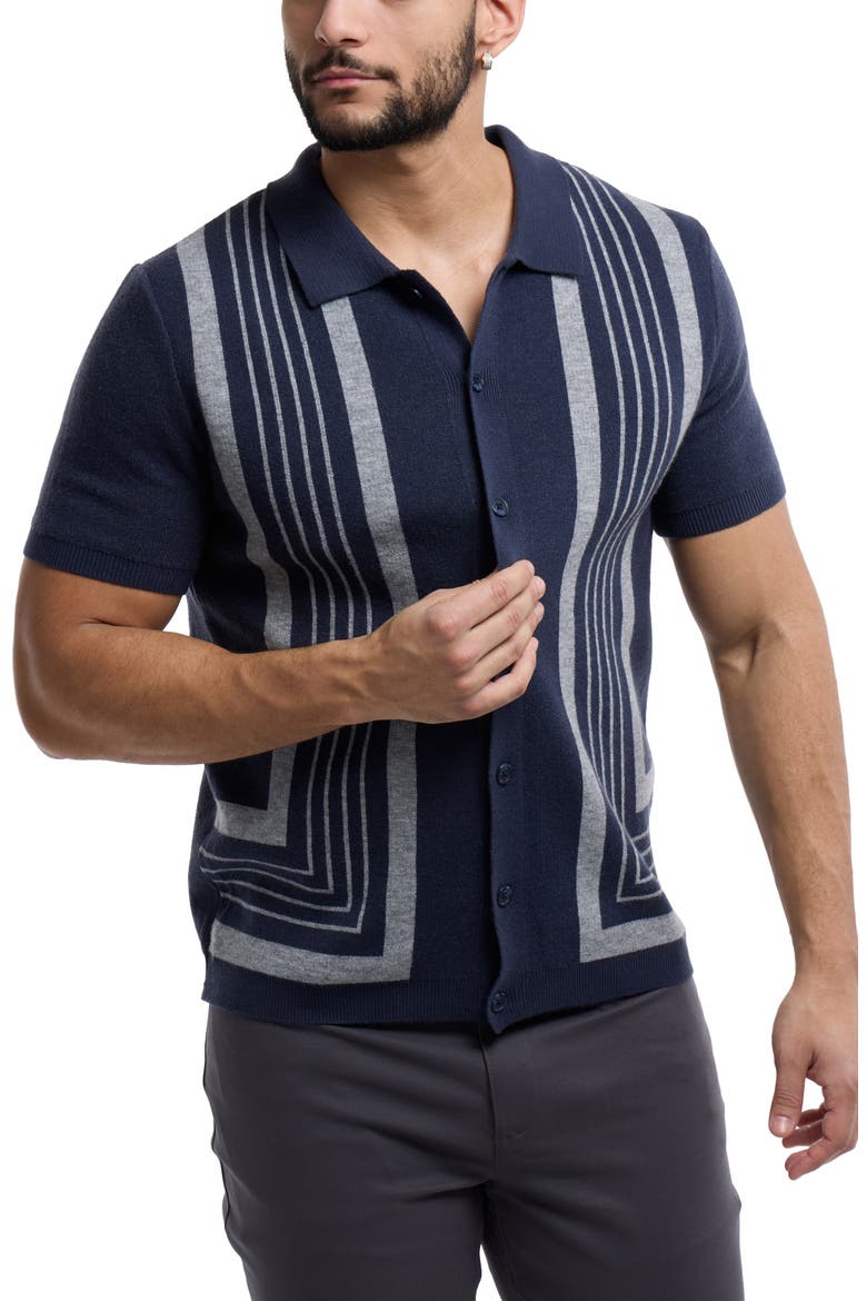 Stripe Polo Sweater, Alternate, color, NAVY