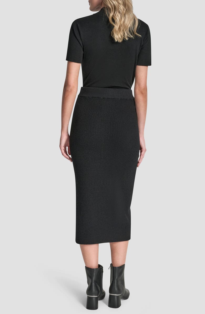 DKNY Fringe Detail Sweater Skirt, Alternate, color, Black