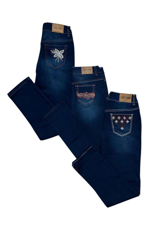 Women's 3 Pack Embroidered Stretch Fit Jeans