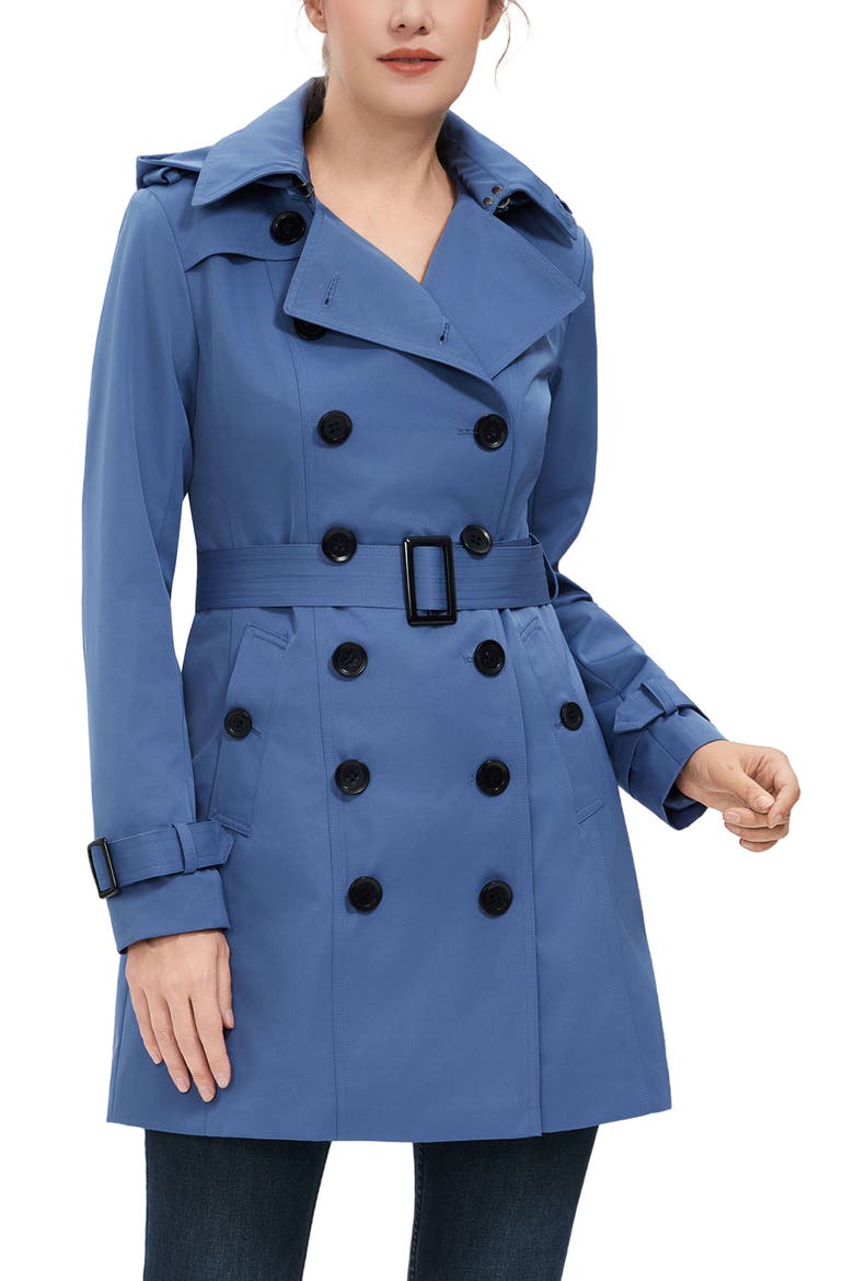 Women's Rosie Hooded Trench Coat, Alternate, color, Cobalt Saphire