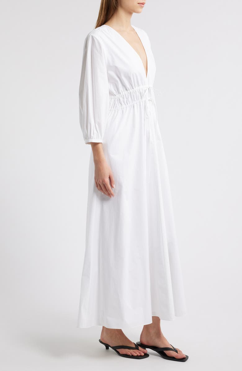 FRAME The Cinched Organic Cotton Maxi Dress, Alternate, color, White