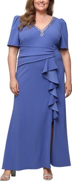 Alex Evenings Embellished Stretch Crepe Gown