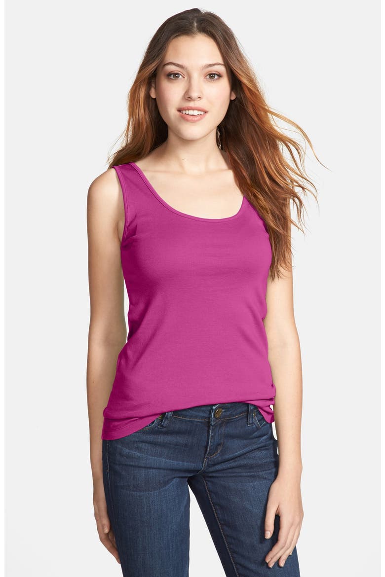 Rib Knit Scoop Neck Tank, Main, color, PINK CYCLAMEN