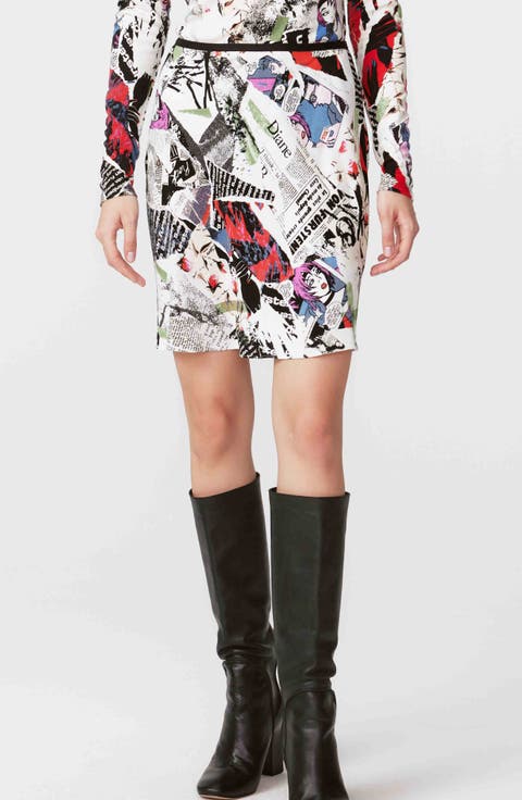 Mae Pop Art Newspaper Print Skirt
