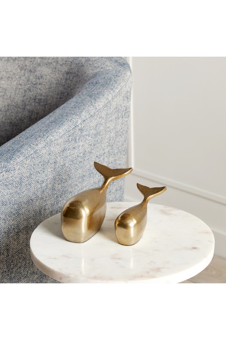Moby Whale Sculptures Set of 2, Alternate, color, Gold