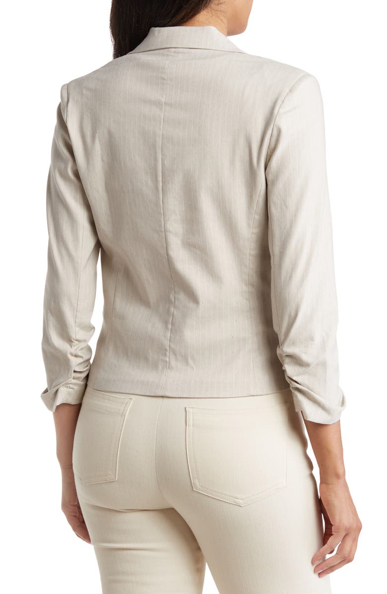 Amanda & Chelsea Pinstripe Ruched 3/4 Sleeve Blazer, Alternate, color, 