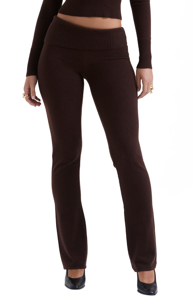 HOUSE OF CB Ama Sweater Knit Pants, Main, color, Brown