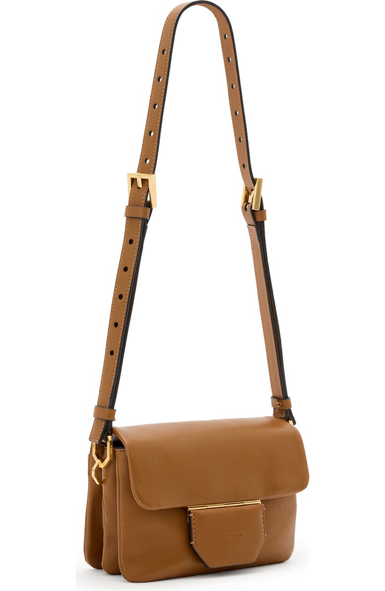 AllSaints Jupiter Leather Crossbody Bag, Main, color, Sepia Brown