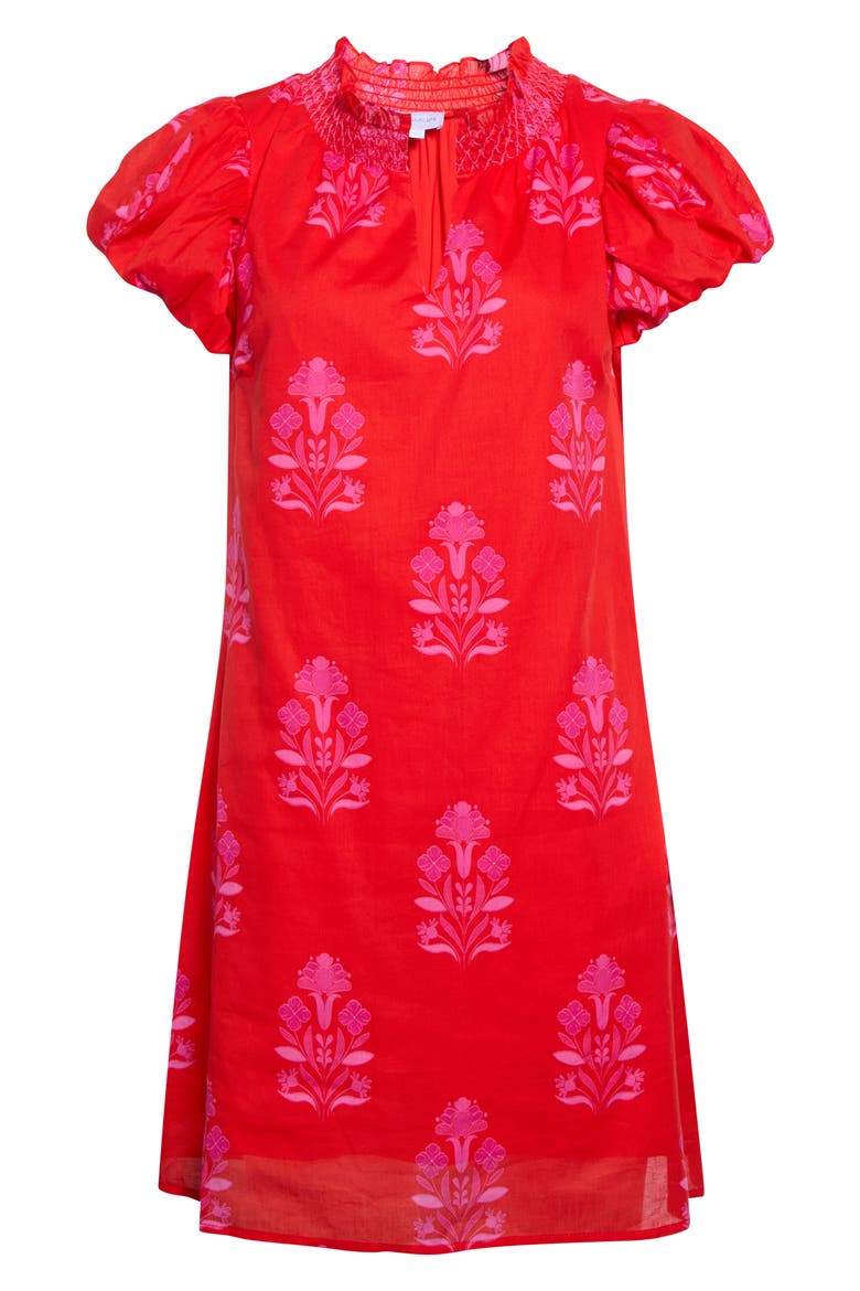 Vermina Floral Print Cotton Shift Dress, Alternate, color, RED-FUCHSIA