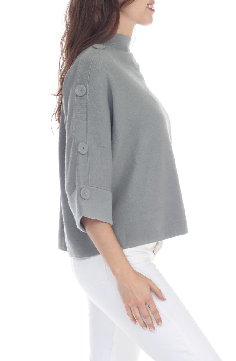 RAIN AND ROSE Button Detail Sweater, Alternate, color, Heather Grey