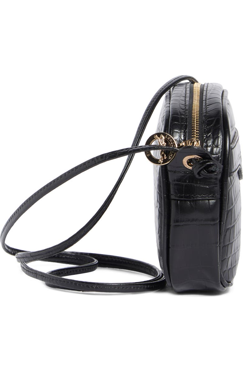 Longchamp 1980 Croc Embossed Small Crossbody Bag, Alternate, color, Black