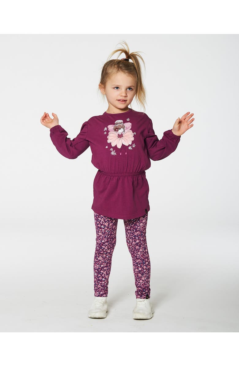 Deux par Deux Girl's Elastic Waist Tunic Burgundy, Alternate, color, 