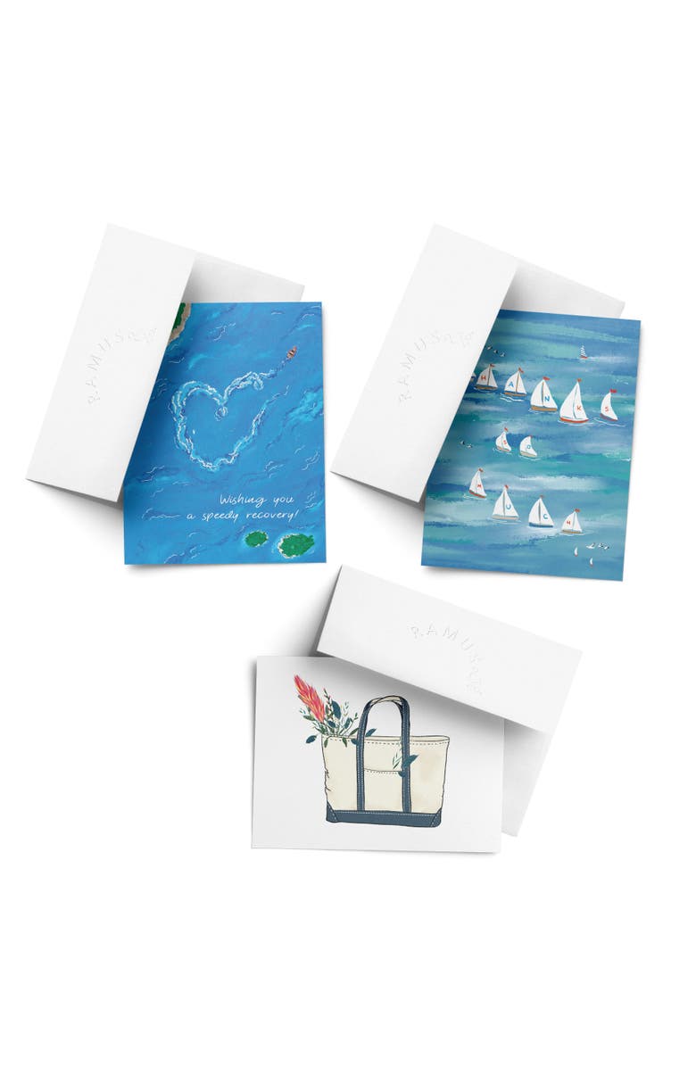 Ramus & Co Sympathy Greeting Card Pack Sets (3 ct, Assorted) Speedy Recovery Boat, Regatta Thanks, Tote Flowers, Main, color, Multi-Pack