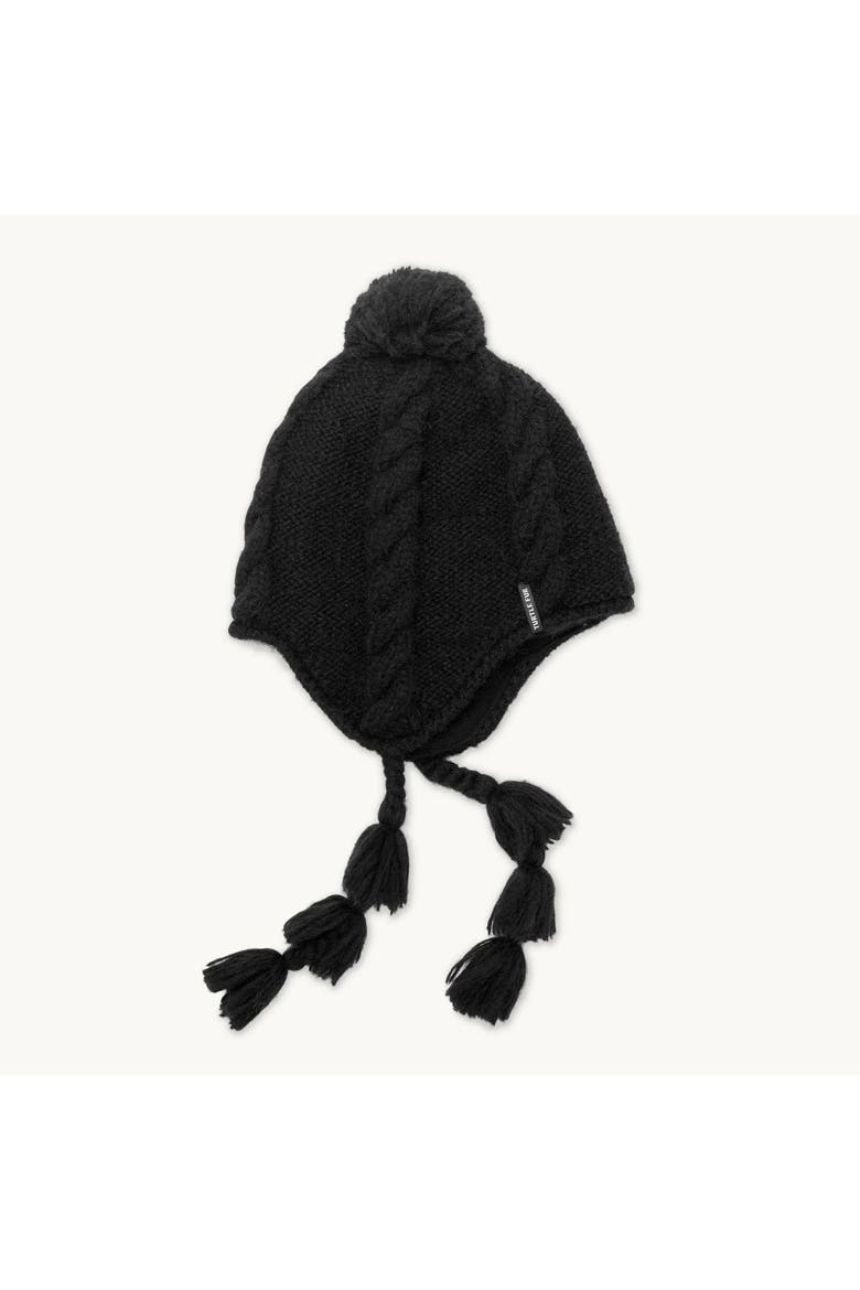 Ingrid Earflap Pom Beanie, Main, color, Black