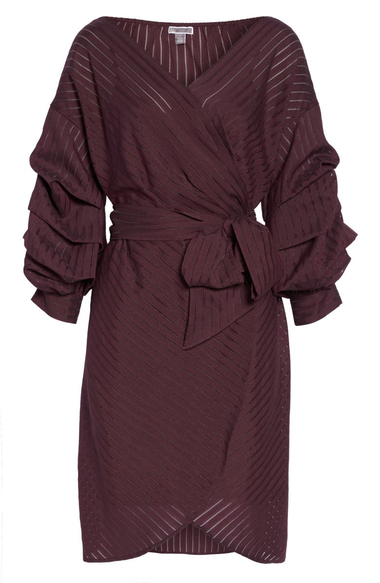 Chelsea28 Shadow Stripe Wrap Dress, Alternate, color,