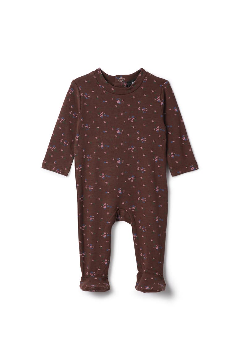 Center Back Snap Floral printed Romper, Main, color, Burgundy