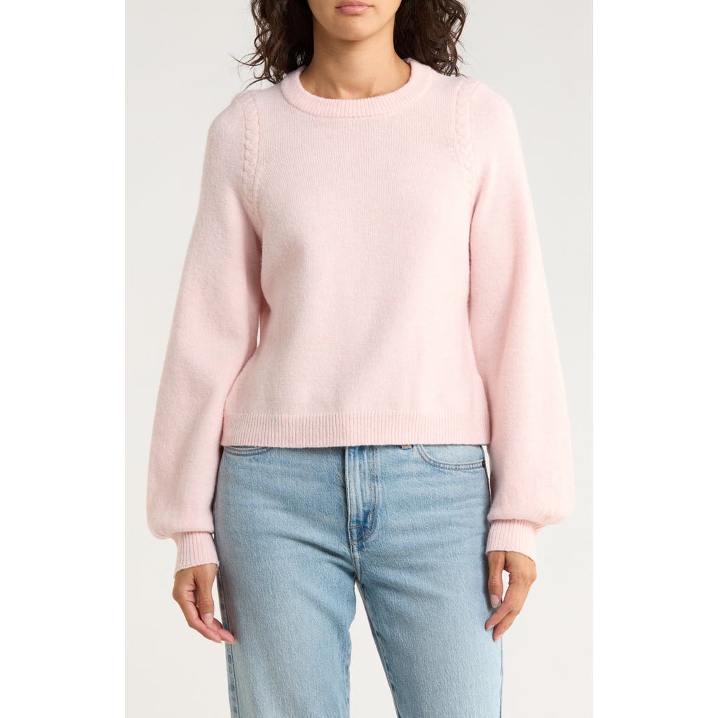 French Connection Braided Shoulder Crewneck Sweater In Pink