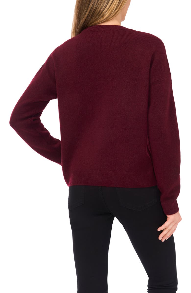 CeCe Floral Appliqué Sweater, Alternate, color, Wine