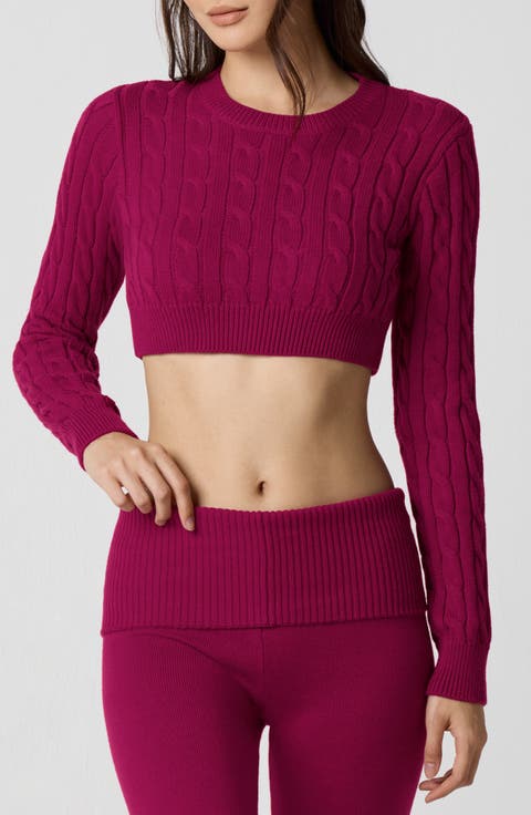 Barre Crop Cable Sweater