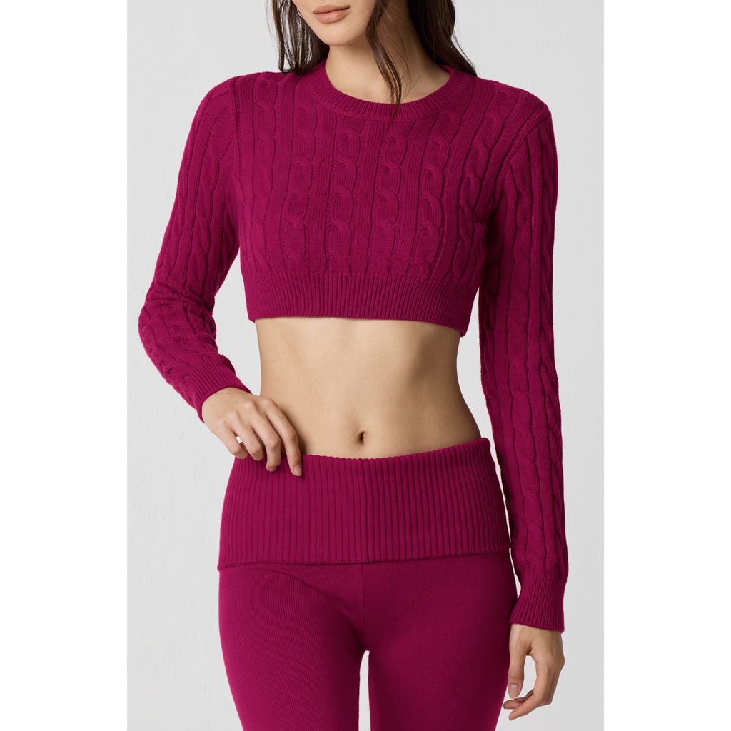 Florence By Mills Ballet Cable Crop Sweater In Pink