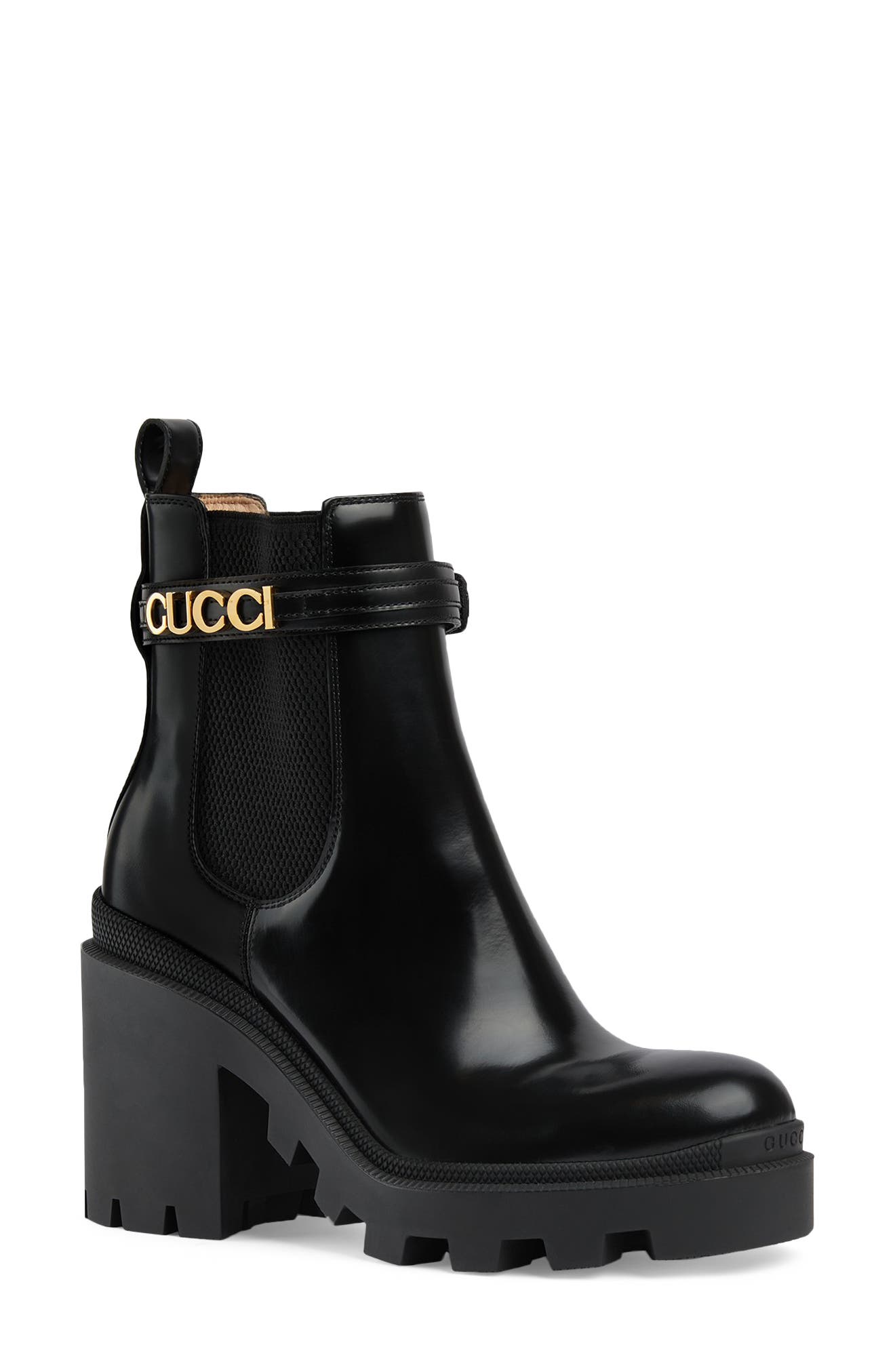 Gucci Trip Logo Strap Chelsea Boot, Main, color, 