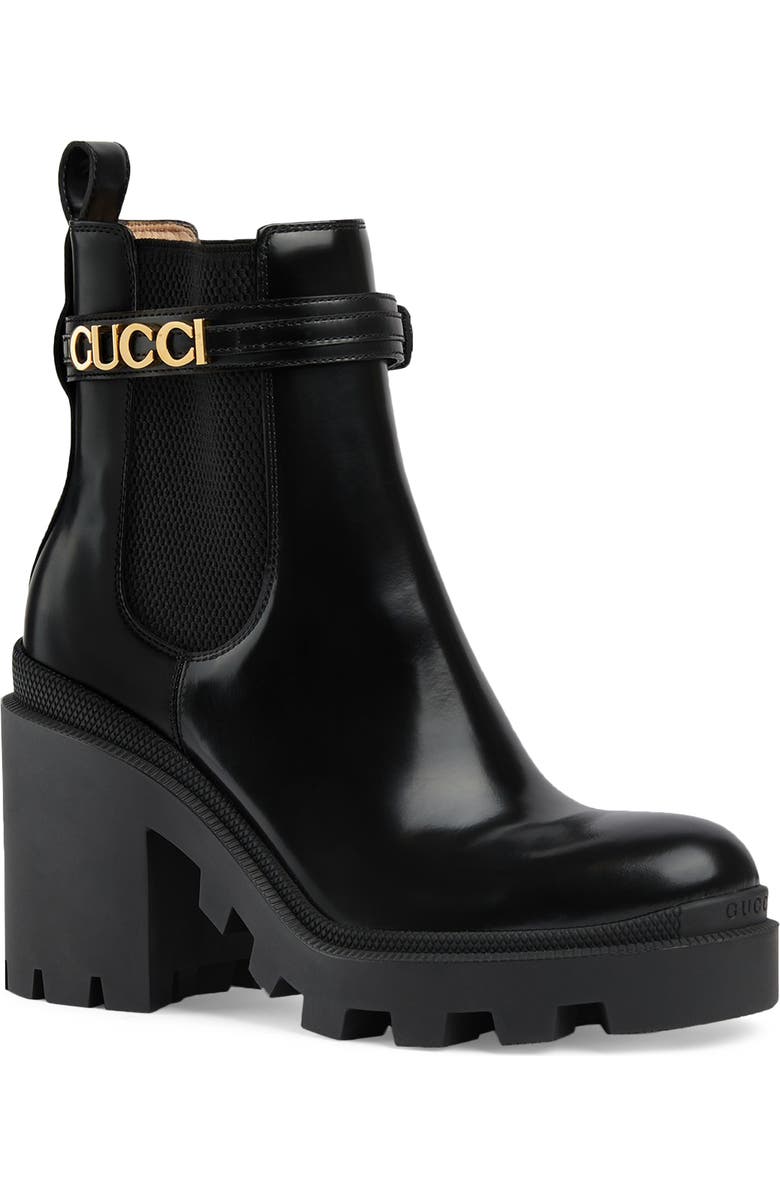 Gucci Trip Logo Strap Chelsea Boot, Main, color,