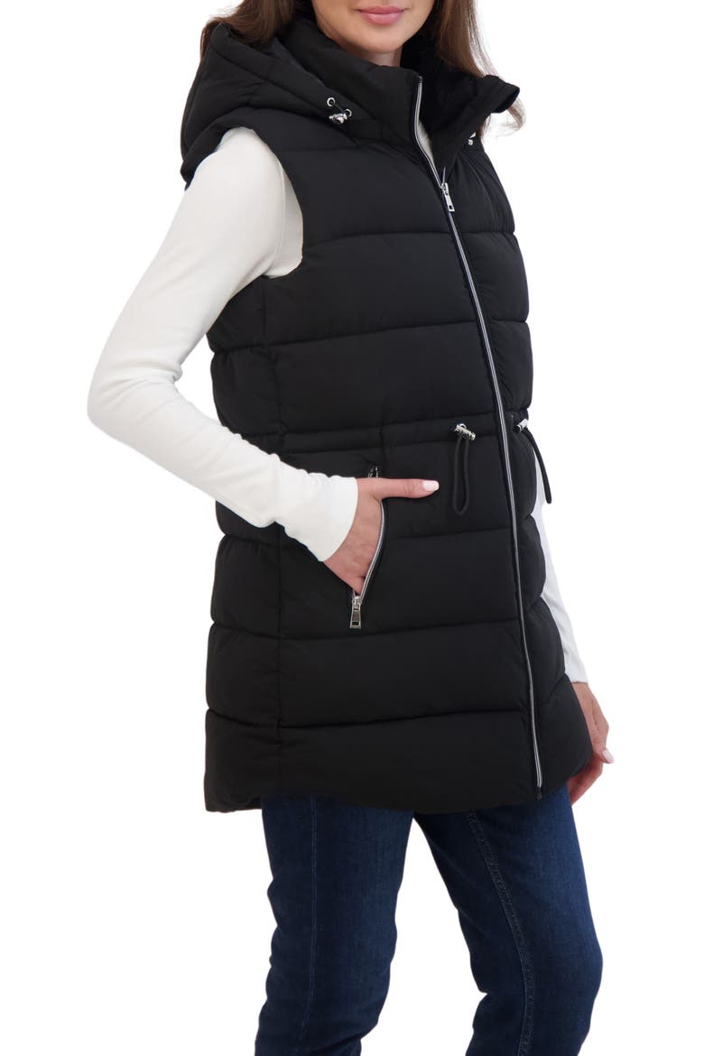 Hooded Puffer Vest, Alternate, color, BLACK