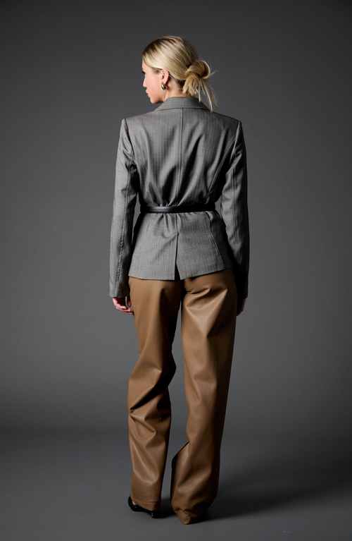 Blue Revival Taylor Belted Blazer In Grey Herringbone