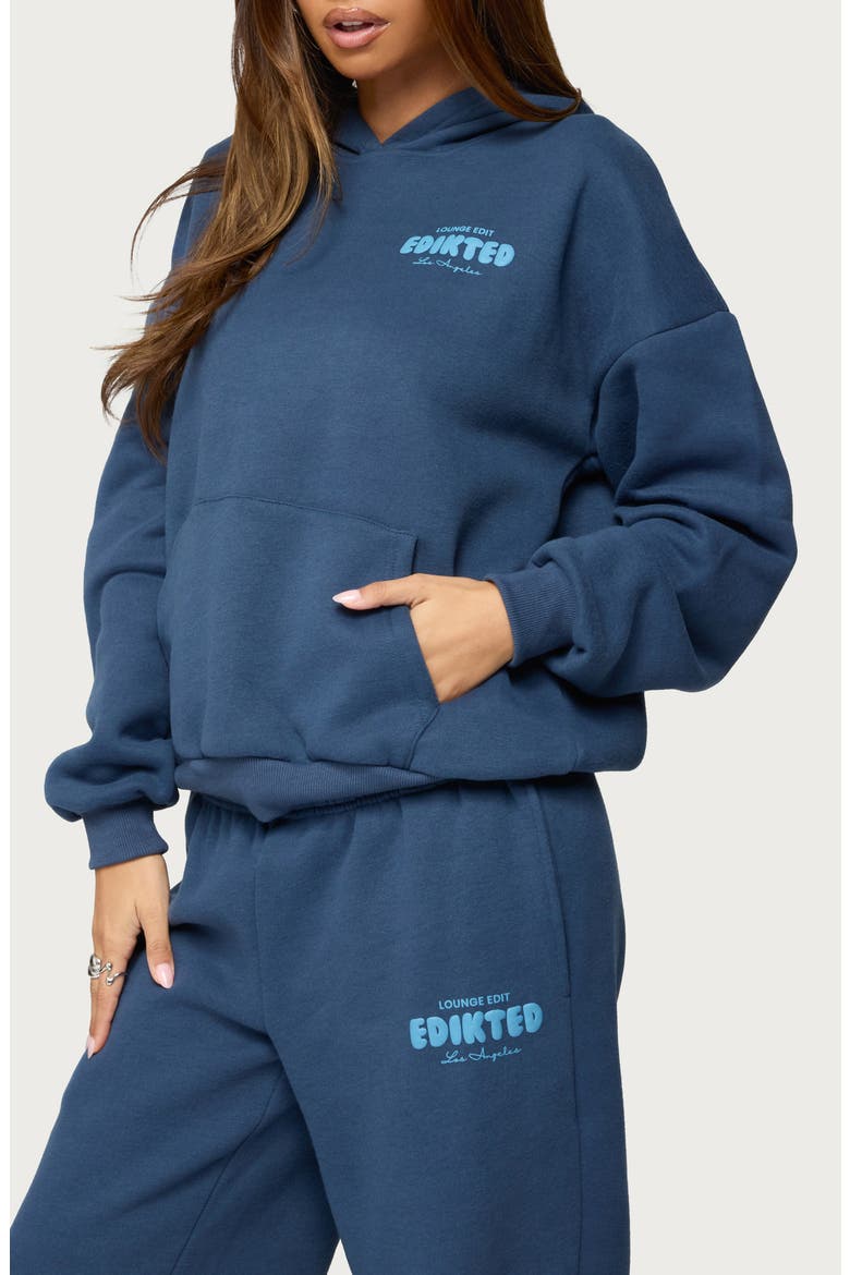 Lounge Edit Fleece Logo Graphic Hoodie, Alternate, color, NAVY
