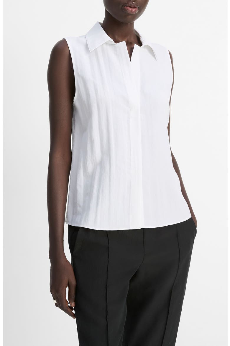 Boxy Sleeveless Button-Up Shirt, Alternate, color, OPTIC WHITE