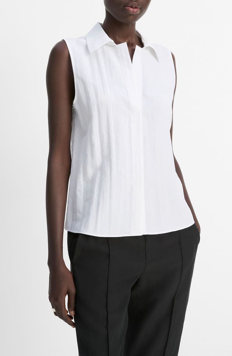 Vince Boxy Sleeveless Button-Up Shirt, Alternate, color, Optic White