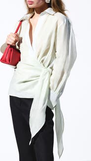 MANGO Faux Wrap Woven Shirt
