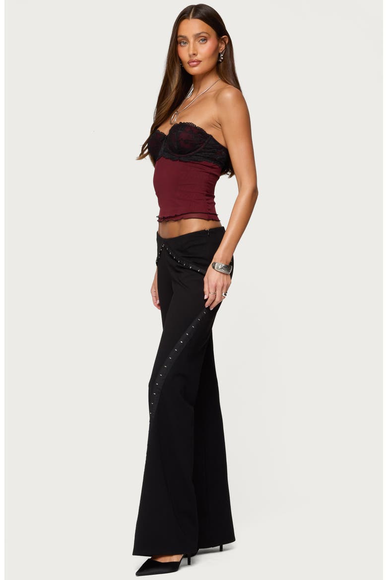 Contrast Lacey Sheer Mesh Bra Top, Alternate, color, BURGUNDY