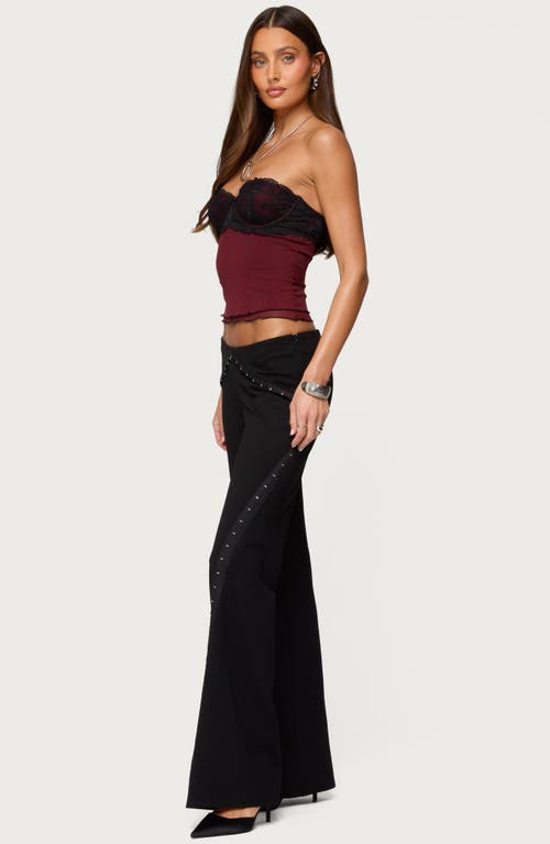 Edikted Contrast Lacey Sheer Mesh Bra Top In Multi