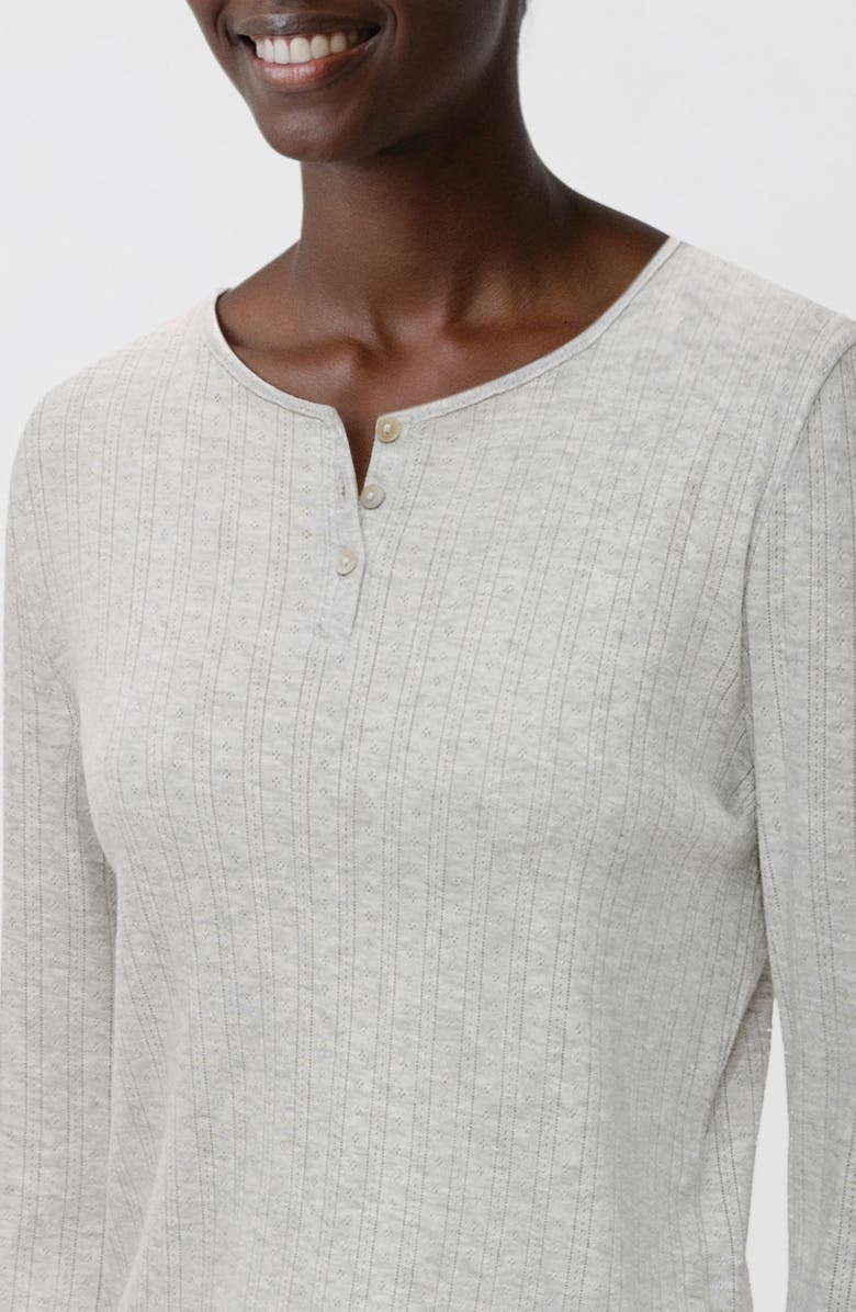 MANGO TEEN Pointelle Long Pajamas, Alternate, color, Light Heather Grey