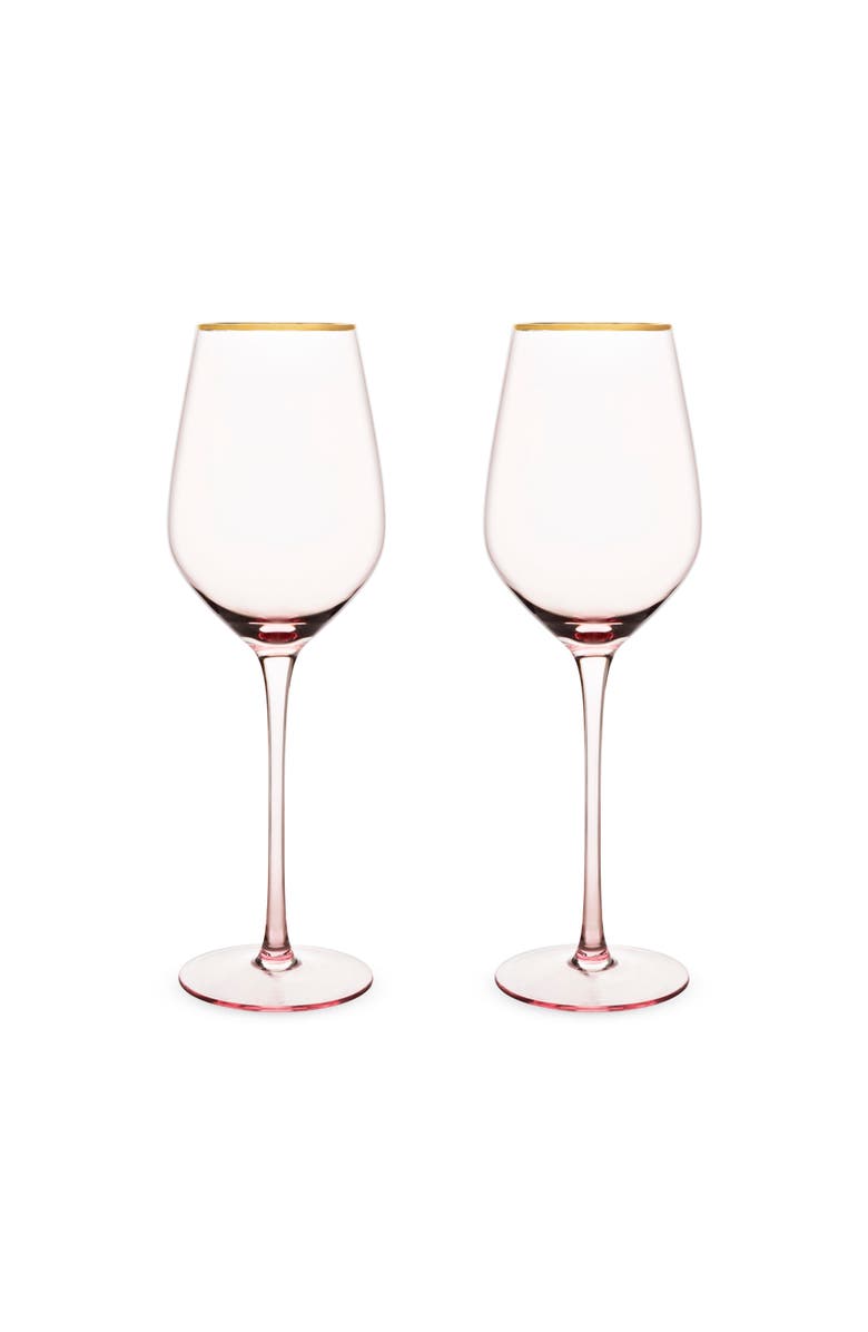 TWINE Rose Crystal White Wine Glasses Set of 2, Alternate, color, Pink