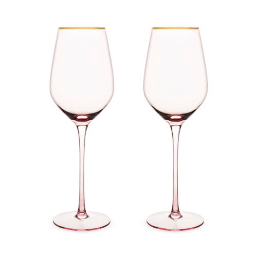 Twine Rose Crystal White Wine Glasses Set Of 2 In Pink