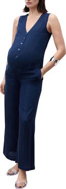 MANGO Chambray Maternity Jumpsuit