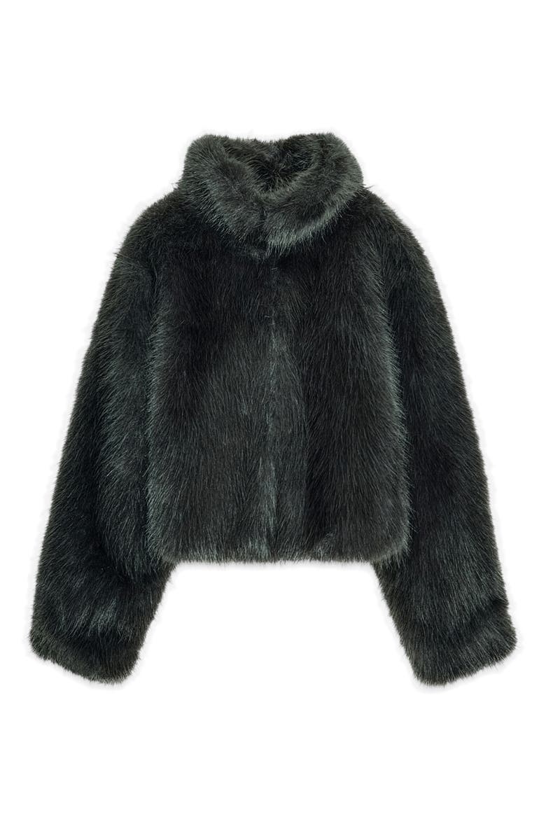 Milena Faux Fur Short Jacket, Alternate, color, DK GREY