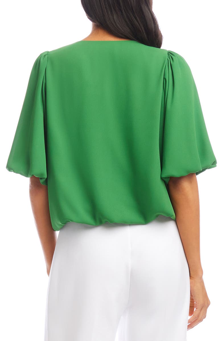 Karen Kane Puff Sleeve Crepe Top, Alternate, color, Green