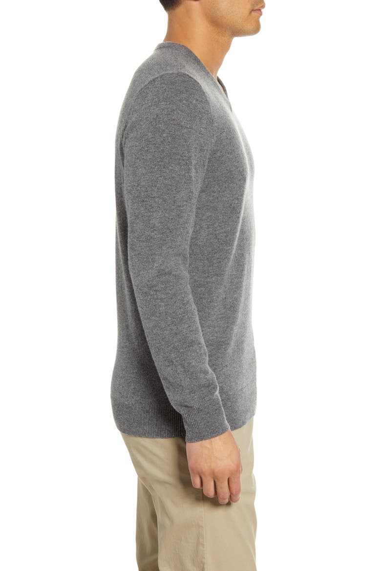 Willard V-Neck Wool & Cashmere Sweater, Alternate, color, HEATHER GREY